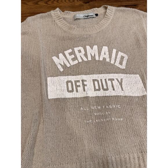 The Laundry Room Mermaid Off Duty Open Knit Oversize Sweater in Cream size Small - Picture 3 of 9